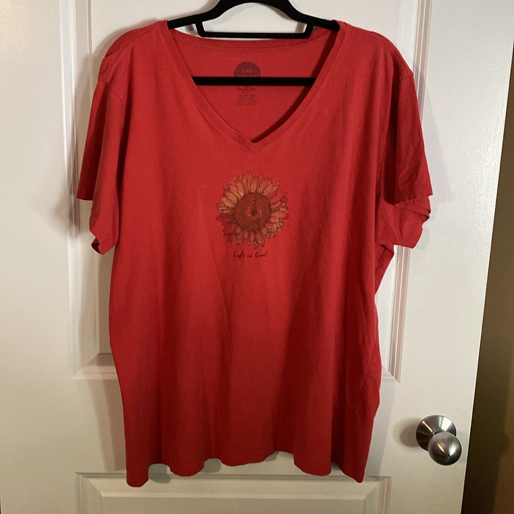 Life is Good Women’s Crusher Cotton Tee Short Sleeve Brick Red Size XL
